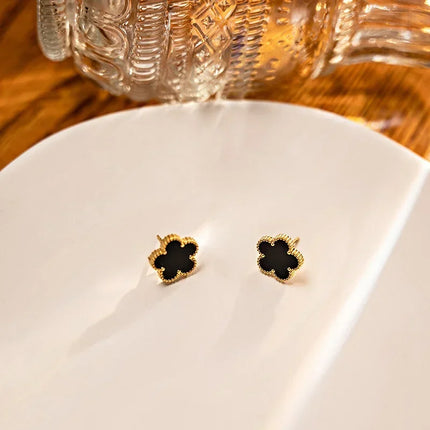 New Lucky Five-petal Flower Five-leaf Clover Earrings Necklace Two-piece set for Woman Fashionable Accessories Party Jewelry