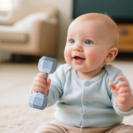 Baby 0-12 Months Rattle Toys Silicone Chewing Dumbbel Baby BPA Free Teether Toys Newborn Rattle Toys Infant Teething Gift Rattle