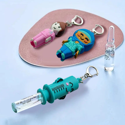 1PC Syringe-Shaped Ampoule Bottle Opener Keychain Rubber Cutter Aid Medication Vial Breaker Tool For Home Nurses And Doctors