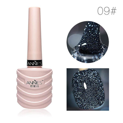 ANNIES 10ml Glittering Diamond Nail Polish Gel 12 Colors Reflective Glitter Lining Gel Nail Polish Nail Painting Hand Makeup