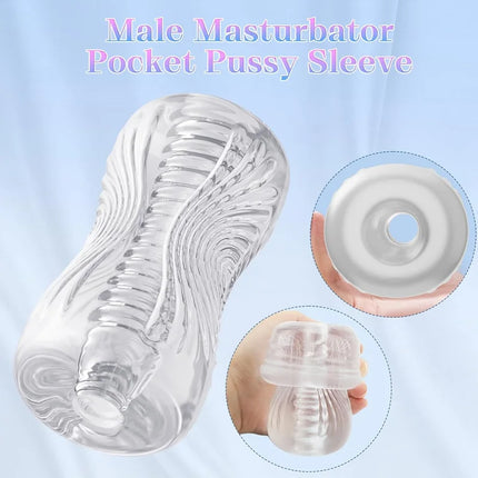 Manual Male Transparent Masturbator Cup Penis Stimulation Machine Vagina Blowjob  Adult Endurance Exercise Pocket Sex Toy 18+