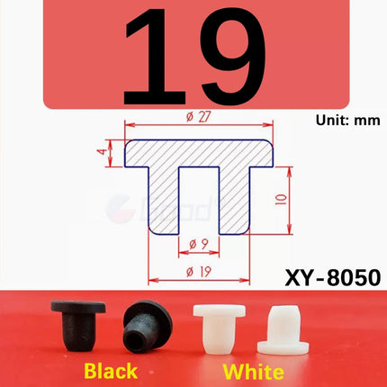 Black T-shaped silicone plug rubber hole cover dust-proof sealing, shock-absorbing foot pad  A-6.8mm~68.6mm