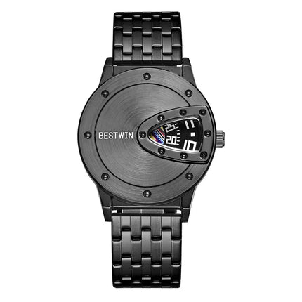 2023 BESTWIN Luxury Brand Trendy Cool Men's Wrist Watch Stainless Steel Tech Fashion Quartz Watch For Men Relogio Masculino