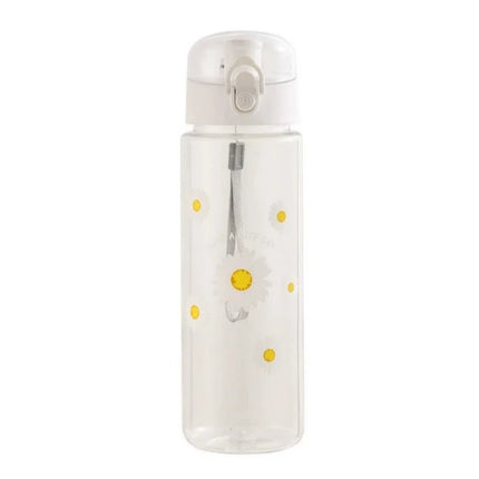 780ml Daisy Flower Plastic Water Bottle Sports Transparent Water Bottle Portable Gym Travel Clear Leakproof Drinking Bottle