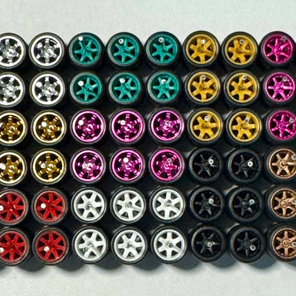 11mm wheels for 1/64 Scale Alloy Car Models 1/64 wheels with Tires + Axles for Hot Wheel/Matchbox/Domeka/Tomy 1:64