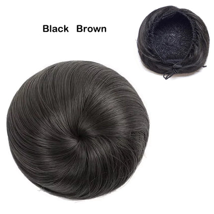 Adjustable Synthetic  Hair Scrunchie Straight Chignons Hair Bun Straight Drawstring Hair Ponytails Extensions
