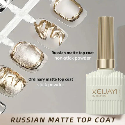 XEIJAYI 1pc 15ml 0.51oz Russian Matte Rubber Top Coat Gel Polish Seal Neon Art Design Matte Base Coat Gel Popular Manicure Gel *