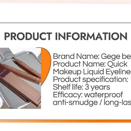 GEGE BEAR Precision Tip Fast Driving Quick Draw Liquid Eyeliner Pen Daily Use Waterproof Smudge Proof Long Last Eyeliner Pencil