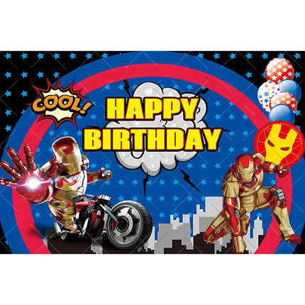 Avengers Backdrops Children Birthday Decoration Custom Text Superhero Photography Background Spider-Man Captain America Iron Man