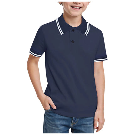 Boys Summer Polo Shirt Striped Kids Girls Polo Shirts School Uniform Tops Children Clothes Half Button Down Short Sleeve Tops