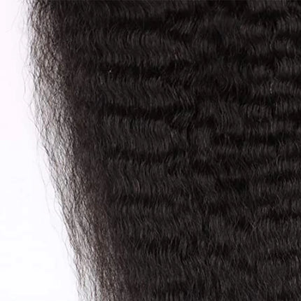 Kinky Straight 4x4 Lace Frontal Closure 100% Human Hair Yaki Straight 4x4 Lace Frontal Preplucked Natural Black  for Women
