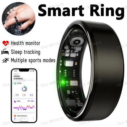 New R09 Smart Ring Men Women with Charging Case,Heart Rate Blood Oxygen,Skin Temperature Monitor,5ATM Waterproof For Android IOS