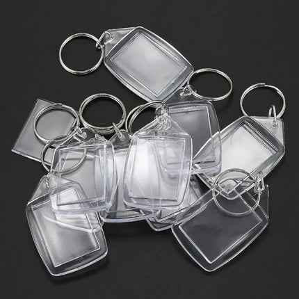 50/1pcs Transparent Rectangle Blank Acrylic Insert Keychain Photo Picture Frame Keyring Holder DIY Split Ring KeyChain Gifts
