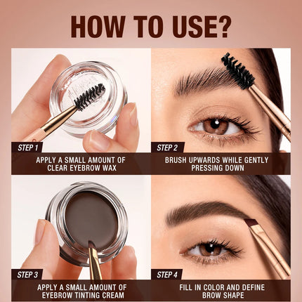 O.TWO.O Eyebrow Pomade 2-in-1 Brow Gel Wax Waterproof Long Lasting Creamy Texture Eye Brow Tint Enhancer Cosmetic Makeup
