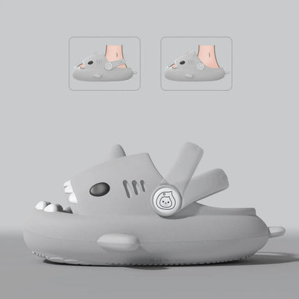 KIDMI Boys Girl Shark Slides Non-Slip Open Toe Cloud Sandals Cute Comfy Cushioned Thick Sole Slippers Cartoon Shower Slippers