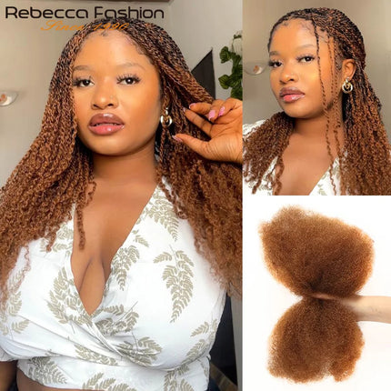 Afro Kinky Bulk Human Hair For Braiding QVR Remy Bulk Hair No Attachment, Soft & Lightweight, Perfect for Boho Box Braids Twists