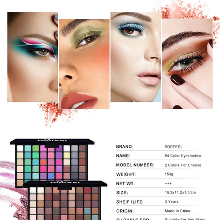 54 Colors Eyeshadow Palette Professional Makeup Shimmer Matte Eyes Shadow Colorful Sexy High Pigmented Fine Texture Cosmetics