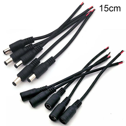 5Pcs Black 5.5 x 2.1mm DC Plug Jack Connector Cable Pigtail 12V Male Female 5.5*2.1 DC Adapter for 5050 3528 LED Strip Light
