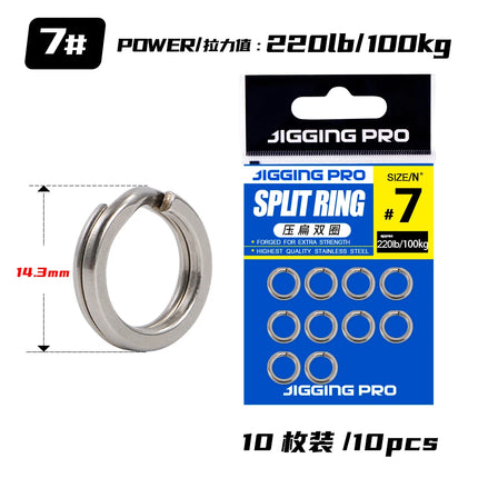 JIGGING PRO Split Rings Fishing 10/15Pcs Stainless Steel Lure Rings Fishing Connectors Snap Rings Fishing Accessories