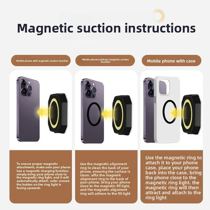 Magnetic phone ring light for live streaming camera video shooting and photo taking