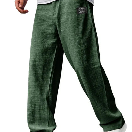 New Men's Beach Pants - Daily Versatile Outdoor Leisure Fitness Simple Cotton Hemp Texture Loose Long Pants for Spring and Summe
