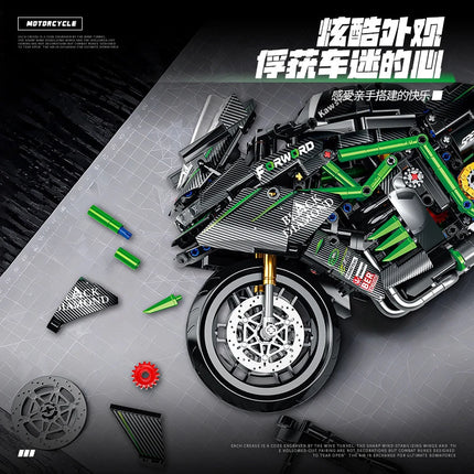 New MOC Motorcycle Building Blocks 1:8 Scale Technical Racing Motorbike Model Kit for Adults Gift