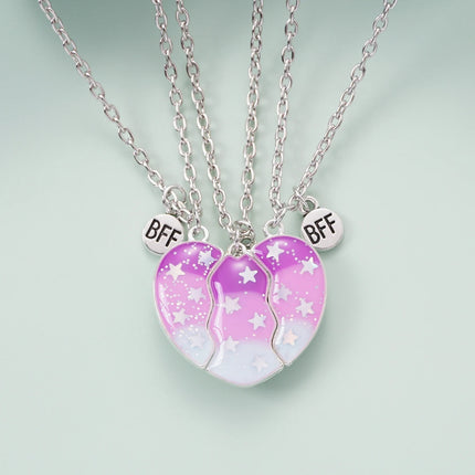 3 Pcs/Set Magnetism Best Friends Pendant Necklace for Women Best Friends Forever Broken Heart Clavicle Chain Accessories Gift