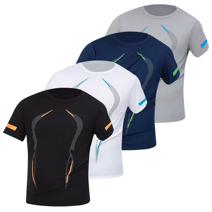 1/4/6 Pcs men's plus size gradient quick-drying short-sleeved teenagers loose sports running fitness football basketball T-shirt