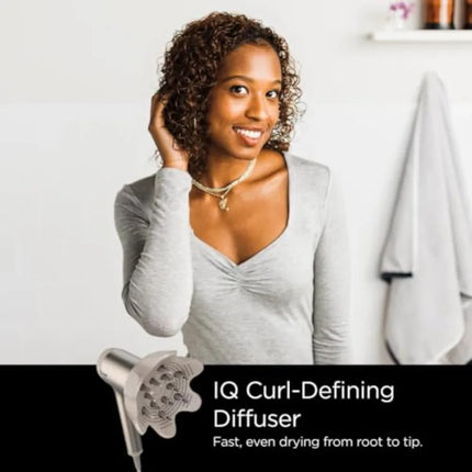 Hair dryer for home use, ceramic-coated, stone color, fast-drying with IQ 2-in-1 concentrator, styling brush, deep diffuser, io