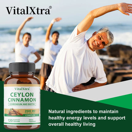 Ceylon Cinnamon Complex 2500 Mg - with Chromium and Biotin Extracts - Immune Support, Digestive Support, and Overall Well-being