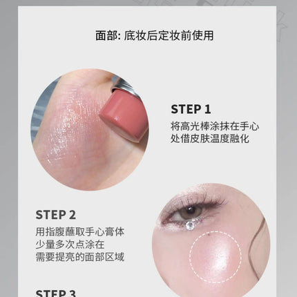 Kaxier Sheer Highlighter Stick Transparent Dewy Natural Look Brightening Pearlescent Blush Cream Contouring Stick