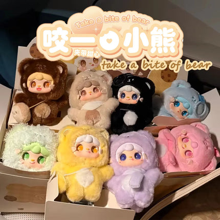 Yooki V4 Take A Bite Of Bear Series Vinyl Doll Plush Blind Box Bag Pendant Decor Keychain Desk Ornament Figure Mystery Box Gift