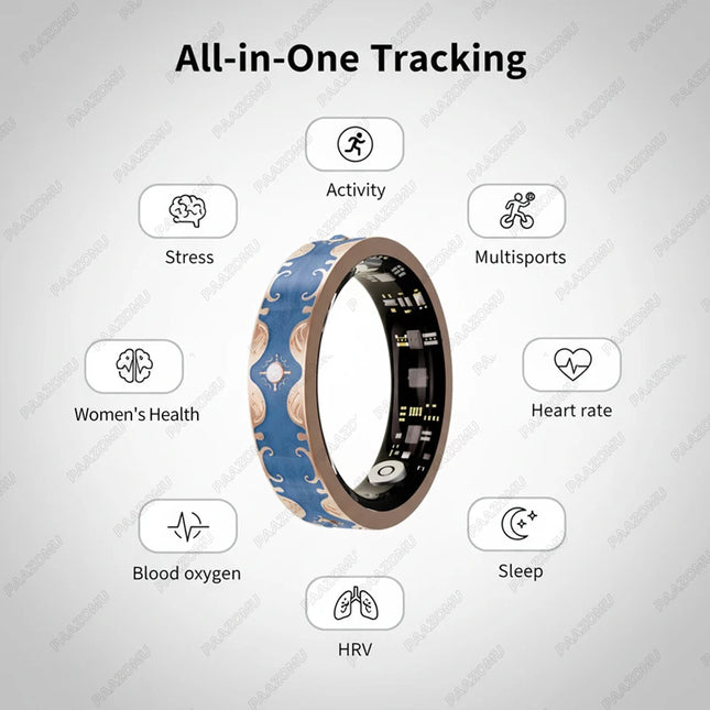 New Moissanite Diamond Fashion Women Men Smart Ring Waterproof Enamel Craft Design Lady Ring Heart Rate Health Monitor SportRing