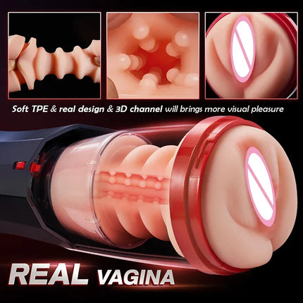 Discreet Ship Automatic Telescopic Male Masturbation Realistic Vaginal Stretching Vibrator Adult Sex Toy for Men Penis vibration
