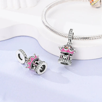 925 Sterling Silver Pink Series Charms Bow Tie Girl Cake Princess Beads Pendant Fit Original Bracelet DIY Jewelry Gift For Woman