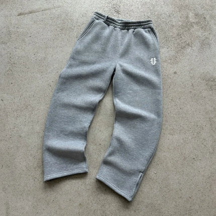Retro Y2k Street Trendy Men and Women Hip Hop embroidery Casual Trousers Elastic Waist Zipper Loose Solid Color Sports Pants