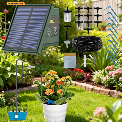 1pc DIY Solar-Powered Automatic Drip Irrigation System for Raised Beds Greenhouses Vegetable Gardens Balcony Hanging Plants