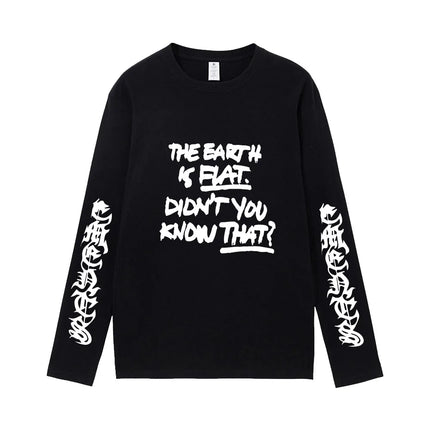 Kpop Vintage O-neck Yk2 Fairy Hombre The Earth IS Fiat Print Dark Style Baby Grunge Boy Girls Streetwear Pure Cotton Sweater