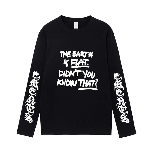 Kpop Vintage O-neck Yk2 Fairy Hombre The Earth IS Fiat Print Dark Style Baby Grunge Boy Girls Streetwear Pure Cotton Sweater