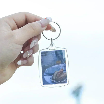 50/1pcs Transparent Rectangle Blank Acrylic Insert Keychain Photo Picture Frame Keyring Holder DIY Split Ring KeyChain Gifts