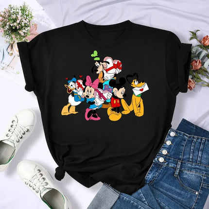 Family Vacation T Shirt Kawaii Mickey Minnie Donald Duck Daisy Print Fashion Clothes Casual Women T-shirt Camiseta Mujer