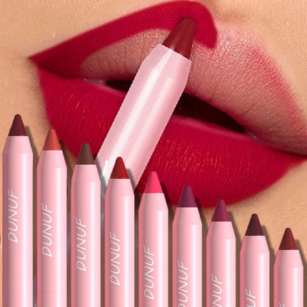 18-Colors Lipstick Pencil Waterproof Sexy Red Matte Contour Tint Lipstick Lasting Non-stick Cup Lipliner Pen Lip Makeup Cosmetic