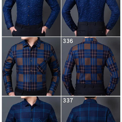 Thickened Fleece Men's Casual Shirt Warm Plaid Set Winter Wear Comfortable Breathable Fashionable Chinese Brand Clothing