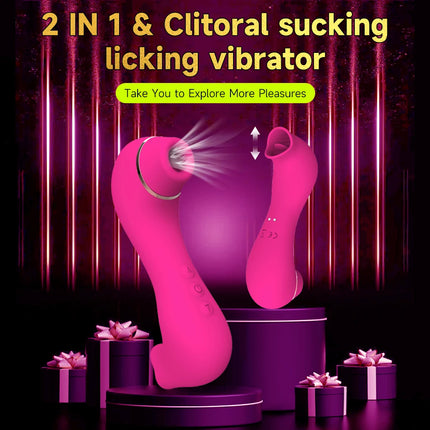 10 Frequency Nipple Sucking Clitoral Tongue Licking Double Stimulation Thrill Sex Toys for Female OR Lesbian Adult Sex Toys