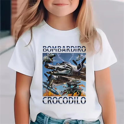 Children Unisex T-shirt Girl Boy Italian Brainrot Animals Kids Tung Tung Tung Sahur Short Sleeve Funny Meme Tee Summer Clothing