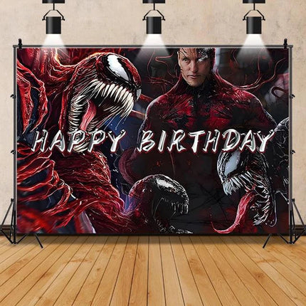 Venom Themed Photography Background Banner Carnage Dark City Backdrop Marvel Superhero Boy Birthday Party Decoration Photo Props