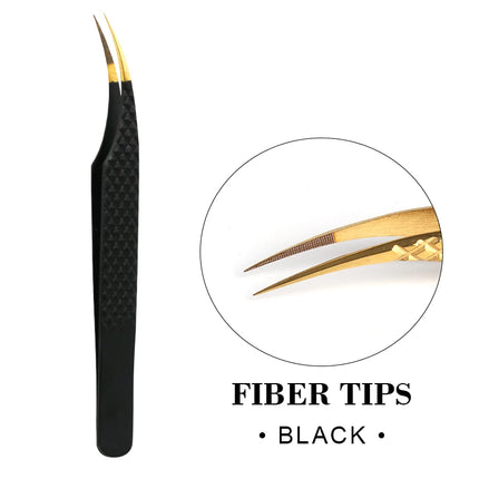 1pc Fiber Tip Tweezers Stainless Steel Straight Curved Nail Tools Volume Eyelash Accurate Tweezers Clip Set Makeup Tools