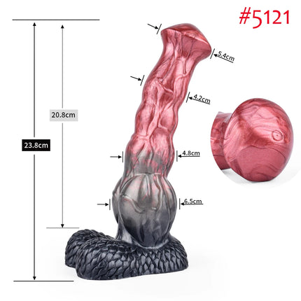 FAAK Colorful Silicone Ribbed Fantasy Horse Knot Dildo with Suction Cup Anal Sex Toys Soft Girthy Huge Fake Penis for Women