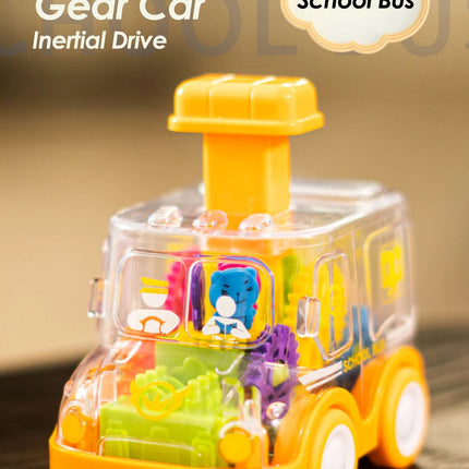 Children's Cartoon Press Gear Car Toy Lnertia Pull-back Transparent Car Baby Puzzle Sliding Toy Child Boy Girl 1-3 Year Old Gift