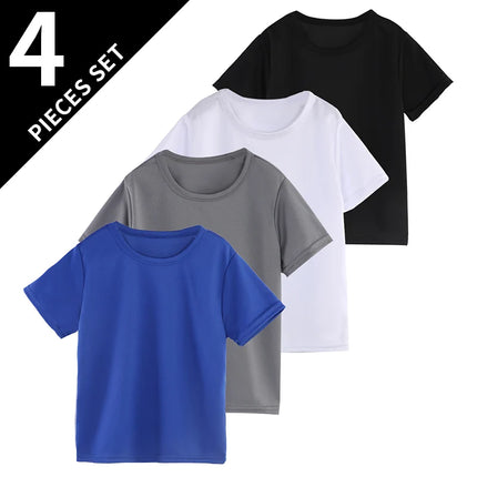 1/4 Pack Children's Spring and Summer Quick-drying Workout Long Sleeve Casual Joker T-shirt for Boys and Girls Short Sleeve For
